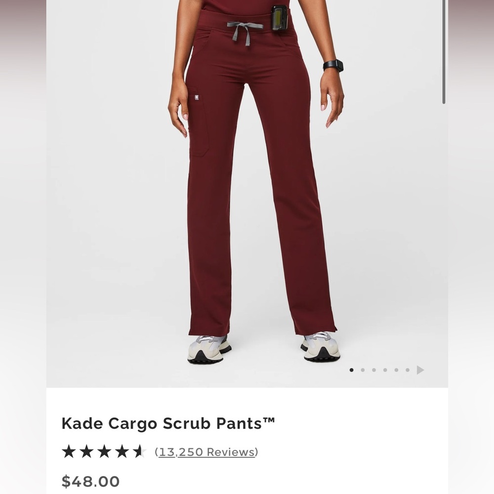 Figs Burgundy Kade Cargo Scrub Pant